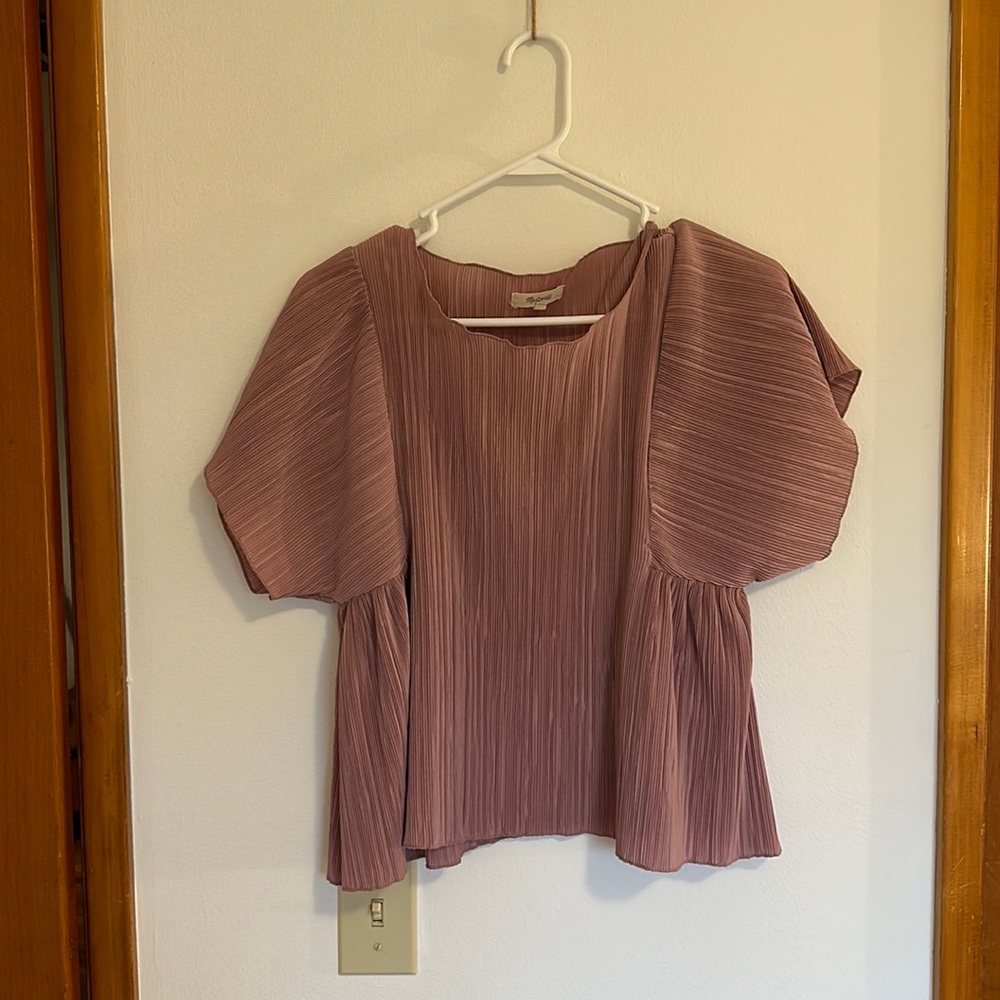 Madewell pink short sleeve blouse